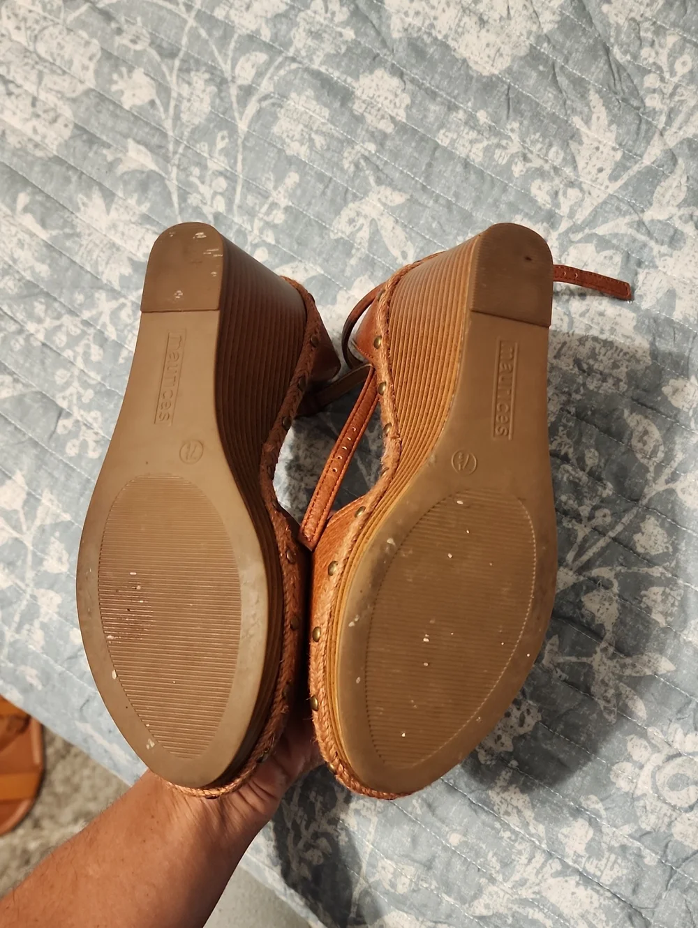 Brown Wedge Ankle-Strap Heels